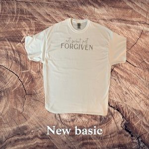 Unisex t-shirt. White shirt w/ grey font.